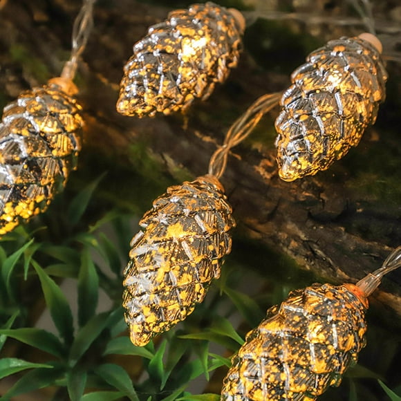 Christmas Pine Cones Lights Decoration Waterproof Light-up Silver Gold Pine Cones for Kids and Adults