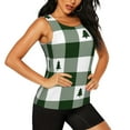 thumbnail image 2 of Zufioo Green White Lumberjack Plaid Print Women's Vest, Sleeveless Quick-drying Sports T-shirt, Suitable for Yoga, Running, Fitness-Small, 2 of 7