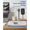 thumbnail image 4 of 2 Pack Power Strip Surge Protector with USB Ports, White Extension Cord 6 Feet 3 Prong, 3 outlets, 2 USB Ports, 1250W/10A, Wall Mountable, Plug Strip Surge Protector 300J for Home Office, SGS Approved, 4 of 5
