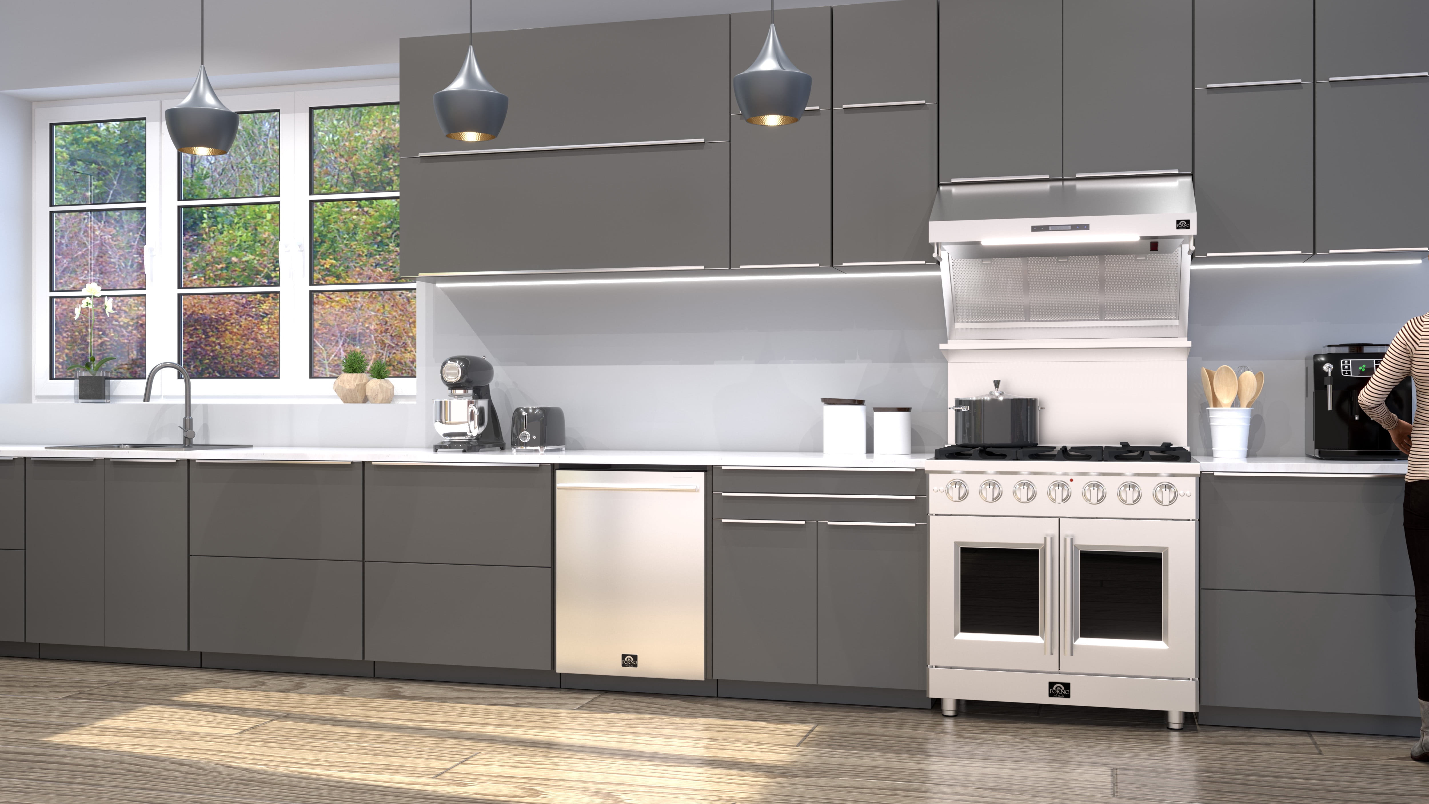 FORNO Capriasca 36" Freestanding French Door Gas Range