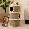 thumbnail image 2 of Gymax 3-Story Cat Condo 28'' Multi-level Cat Hideaway w/ Sisal Scratching Pad, 2 of 10