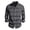 Dark Gray, variant on CharmCyan Men Long Sleeve Button Down Shirt Casual Regular Fit Striped Print Turn Down Collar Classic Shirt Top Black L