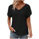 thumbnail image 1 of Blusas de Encaje de Manga Corta con Capucha de Cuello en V, 95% Poliéster 5% Spandex Camiseta de Manga Corta con Capucha, 1 of 6