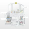 thumbnail image 4 of Zimtown Kids Vanity Set with Folding Mirror and Chair, Wooden Makeup Vanity Desk for Girls, 2 in 1 Detachable Design, White, 4 of 8