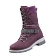 thumbnail image 3 of EKVAHL Mid Calf Boots for Women Winter Knitted Lace Up Round Toe Comfy Boots Womens Side Zipper Buckle Outdoor Casual Riding Booties Non-Slip Comfortable Walking Shoes, 3 of 6