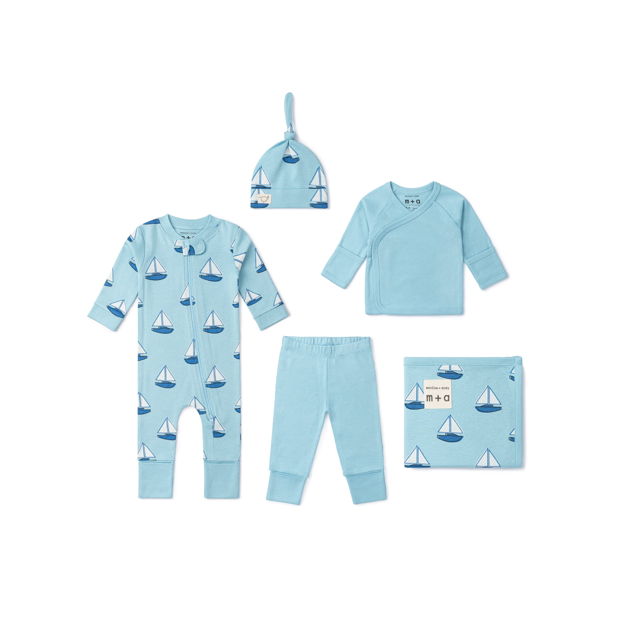 Monica + Andy Organic Cotton 5-Piece Gift Box Set, Sizes Newborn - 3-6 months