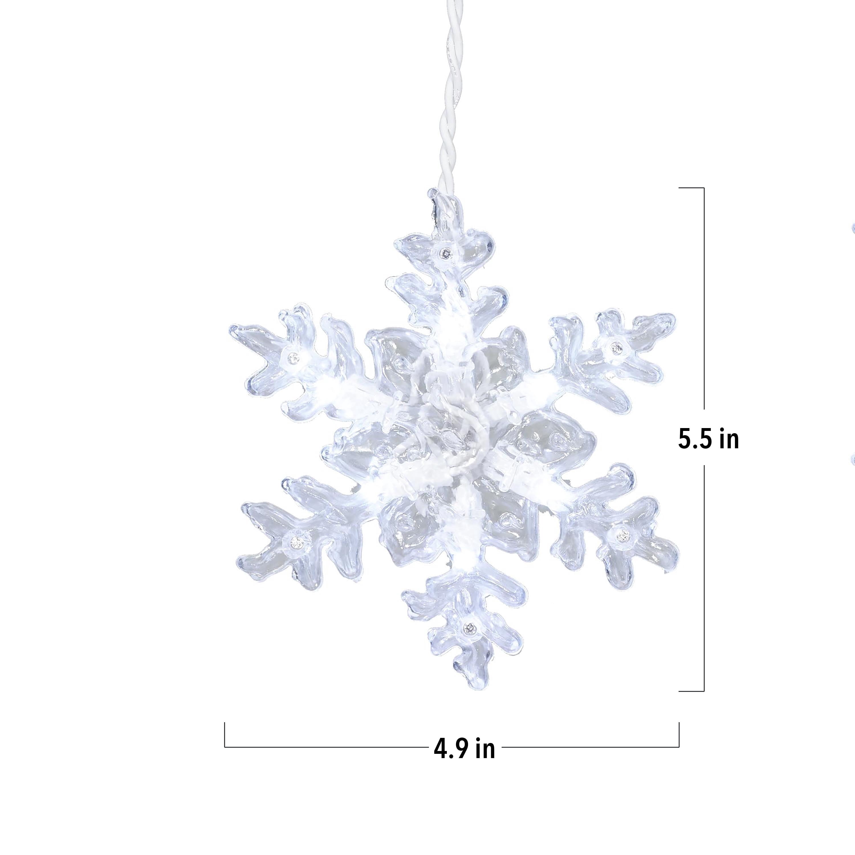 Indoor/Outdoor 8-Count LED 8-Function Snowflake Christmas Icicle Lights, Cool White, White Wire, 9', by Holiday Time
