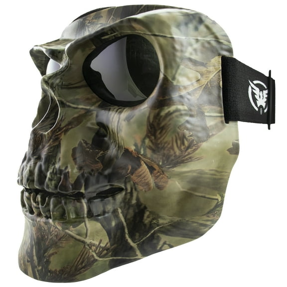 Global Vision Skull Mask Motorcycle Full Face Coverage Riding Goggles Matte Camo w/ Smoke Lenses