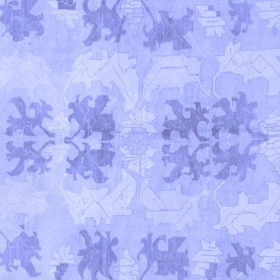 Ahgly Company Machine Washable Indoor Square Abstract Blue Modern Area Rugs, 6' Square