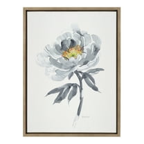 Kate and Laurel Sylvie Gray Bloom Framed Canvas Wall Art by Patricia Shaw, 18x24 Gold, Beautiful Flower Art for Wall