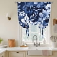 thumbnail image 3 of White Wildflower Tie Up Curtain 54 Inches Long, Watercolor Floral Leaves Plants Navy Blue Balloon Style Kitchen Window Curtain Over Sink, Small Window Rod Pocket Curtain 42"x54", 3 of 9