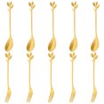 thumbnail image 1 of Muyoka Juego de 10 cucharas de café de hoja, tenedores de postre, cucharillas de acero inoxidable, vajilla creativa, cucharas de postre con 5 cucharas y 5 tenedores para espresso, pastel de azúcar, he Muyoka Hogar, 1 of 7