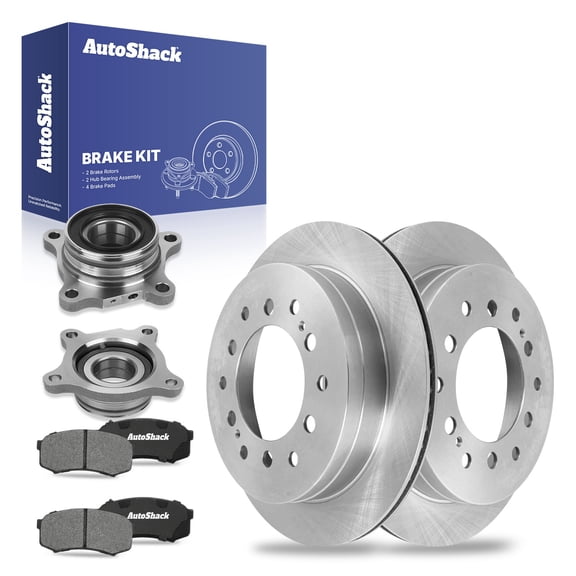 AutoShack Rear Brake Rotors Ceramic Brake Pads Wheel Bearing Hub Assembly | Replacement for 2003-2009 Toyota 4Runner 2007-2009 FJ Cruiser 2003-2009 Lexus GX470 4.0L 4.7L 4WD RWD | 8-PC Brake Kit