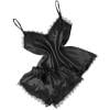 

BIZIZA Pajama Sets for Women Solid Color Satin Cami Shorts V-Neck 2 Piece Sleepwear Underwear Lingerie Black S
