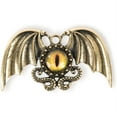 thumbnail image 2 of Steampunk Gold Wing Jewelry Pendant with Cabochon Dragon Eye, 2 of 2