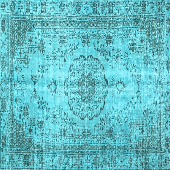 Ahgly Company Indoor Square Persian Light Blue Traditional Area Rugs, 4' Square