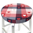 thumbnail image 3 of Disketp Heart Plaid Funda Redonda para Taburete, Funda de Cojín para Silla de Bar Suave y Elástica-13 inch, 3 of 7