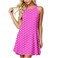 thumbnail image 2 of ClodeEU Women's Polka Dot Round Neck Sleeveless A-Line Mini Dress,Summer Casual Flowy Beach Vacation Dress Hot Pink,Women's Plus XXL, 2 of 6