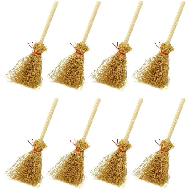20 mini escobas de paja artificiales en miniatura con cuerdas rojas, decoración artesanal de paja para Halloween, accesorio de brujas para fiesta de disfraces y cosplay Sailing Electrónica
