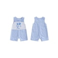 thumbnail image 2 of BemeyourBBs Infant Baby Boys 1/2 Birthday Outfit Plaid Romper Overalls Half Way To One Outfits Letter Embroidery Plaid Sleeveless Square Collar Jumpsuit Summer Clothes, 2 of 8