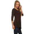 thumbnail image 3 of Women's Solid Basic Casual Side Button Trim Round Neck Blouse Shirt Tunic Top, 3 of 5