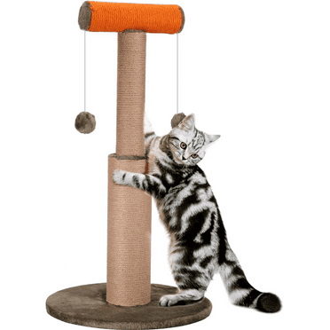 Cat Scratching Post, 29.5” Tall Scratch Posts Sisal Scratcher with Hanging Plush