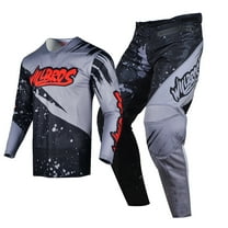 Willbros Motocross Dirt Bike Jersey and Pants Combo MX Offroad Breathable Summer Racewear Gear Set Gray Black Red (Jersey Adult S/Pants W30)
