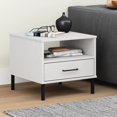 thumbnail image 1 of vidaXL Bedside Table with Metal Legs White Solid Wood Pine OSLO, 1 of 5
