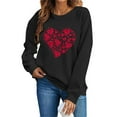 thumbnail image 2 of Homenesgenics Valentines Day Clothes Women Round Neck Hearted Printed Long Sleeved Top Sweatshirts Red S, 2 of 8