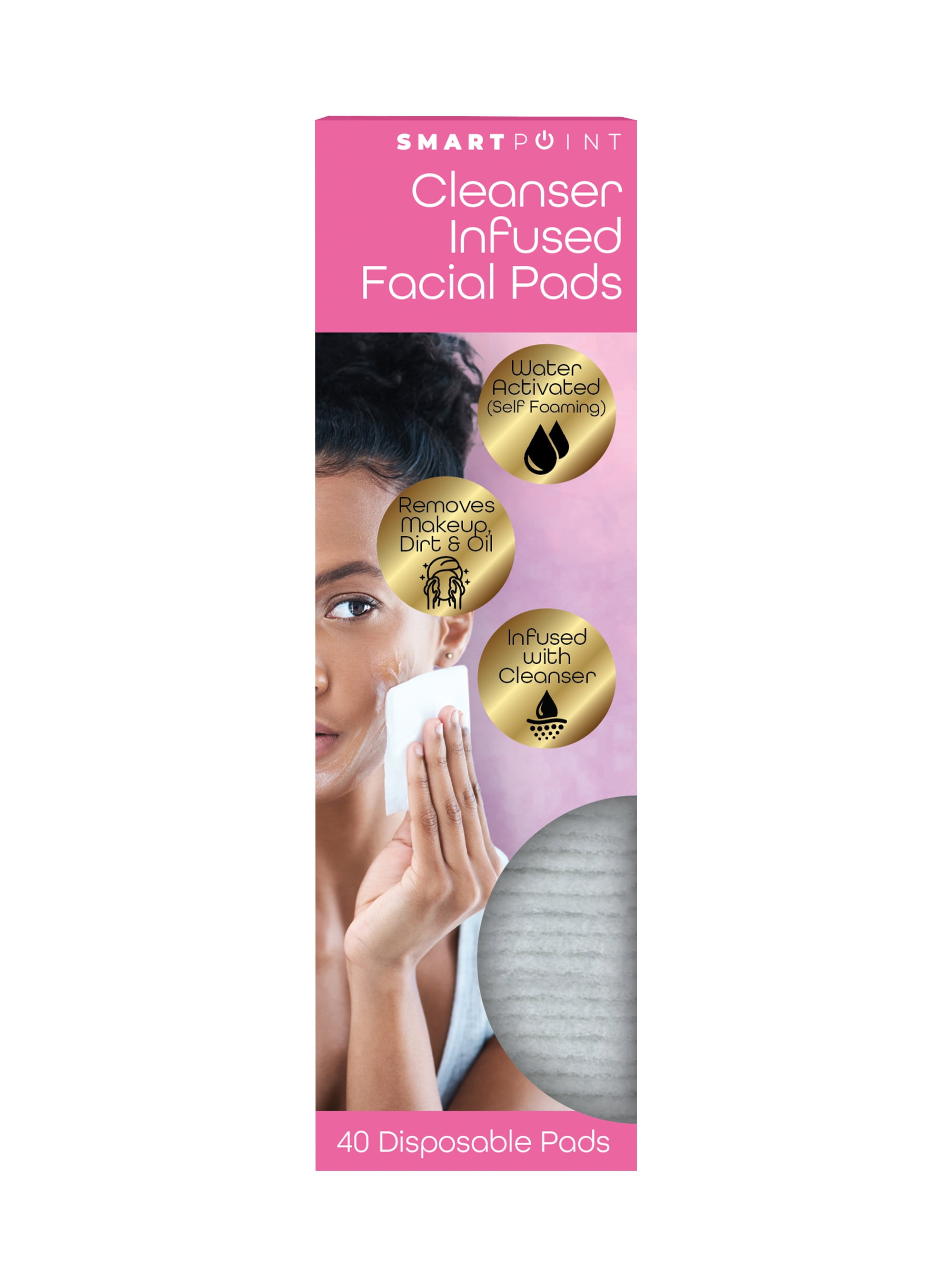 SmartPoint Cleanser Infused Facial Pads, 40 Count, Adult