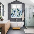 thumbnail image 3 of Navy Blue Leaves Kitchen Curtains 63 Inch Length, Green Summer Botanical Grommet Top Bedroom Living Room Curtains, Light Filtering Cafe Curtain Drapes 2 Panels Set 104''x63'', 3 of 9