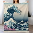 thumbnail image 3 of nygtbtfer Blanket Pink Throw Blanket for Bed Couch,Ocean Wave Fleece Blanket Twin Size Fuji Mountain Blanket,Japanese Theme Plush Blanket Soft Cozy, 3 of 6