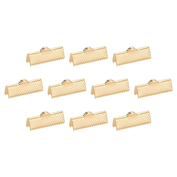 Uxcell 280Pcs Ribbon Crimp Clamp Ends, 20mm Bookmark Pinch Crimp Ends, Fasteners Clasp Crimp Ends, Light Golden