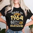 thumbnail image 2 of Sunflower 60th Birthday T-Shirt for Women – Floral Best of 1964 Vintage Style Shirt, 60 Years Old Celebration Tee, Birthday Gift for Her, 2 of 3