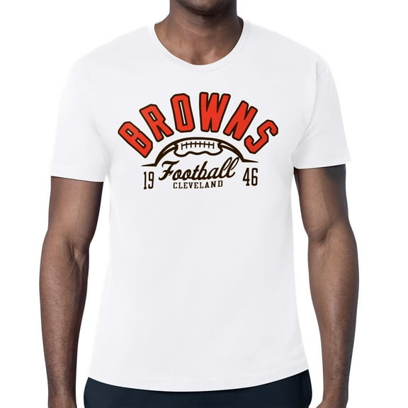Men's Starter White Cleveland Browns Half Ball Logo T-Shirt