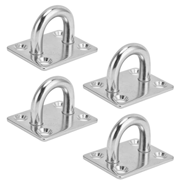 Lot de 4 Plaques Oeil en Acier Inoxydable 304 Robustes avec 4 Trous de Vis - Fini Brossé Argenté, Antirouille et Résistant à la Corrosion /équipement de Sport/quincaillerie de Montage de Décoration pour Plafond, Mur,