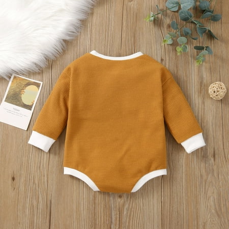 

Gubotare Jumpsuit For Baby Boy Newborn Baby Boy Fall Winter Clothes Color Block Hooded Romper Long Sleeve Zipper Onesie Bodysuit Cute Outfit Brown 6-12 Months
