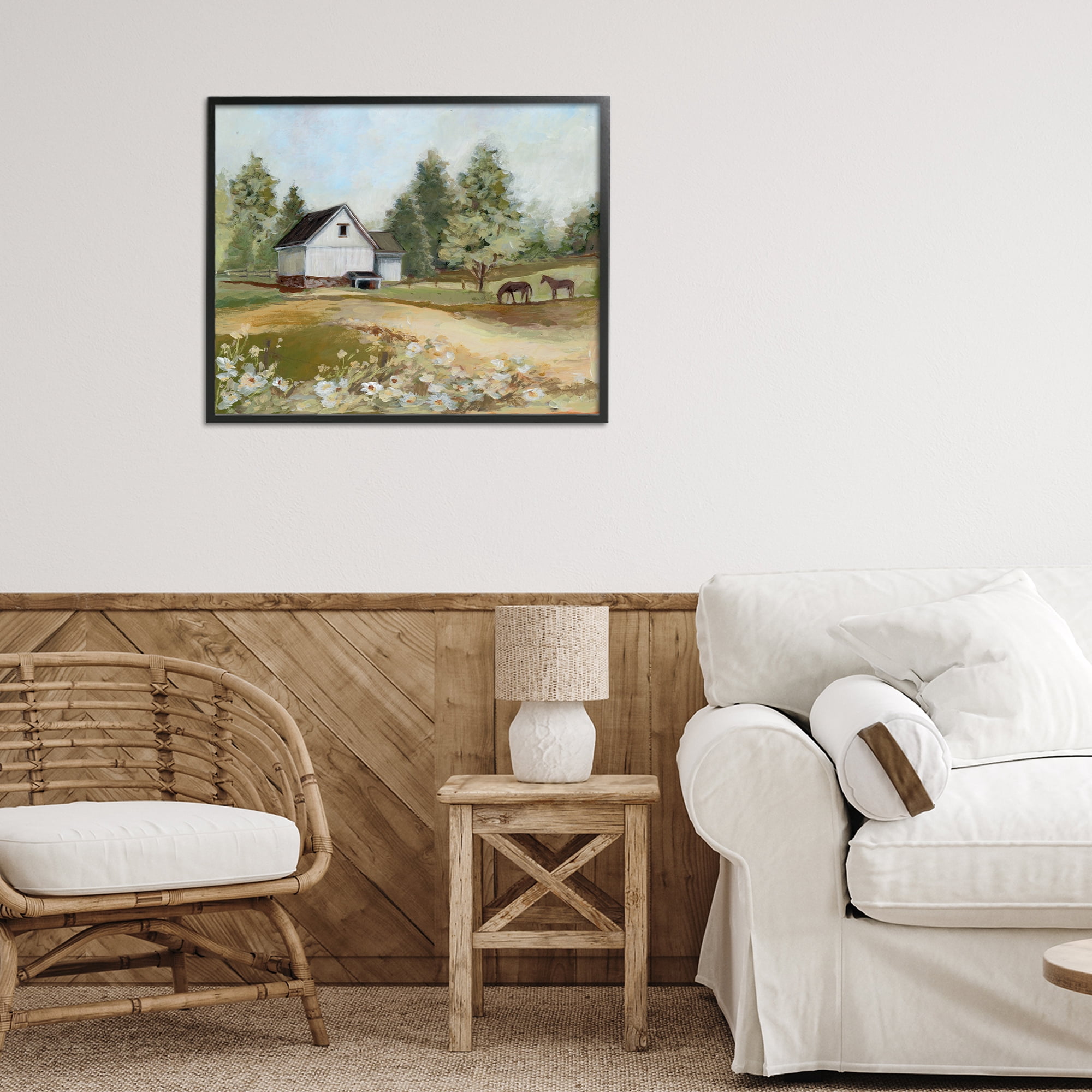 Stupell Industries Barn Field Landscape Black Framed Giclee Art, design by Susan Winget