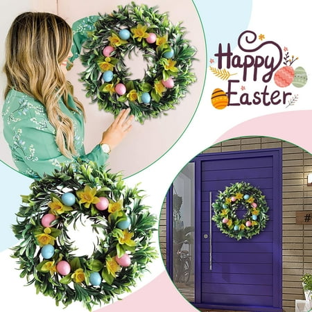 

Jiyugala Door Scene Wreath Wreath Layout Pendant Easter Rattan Dan Hanging Sunflower Home Decor Wreath
