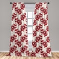 thumbnail image 5 of Ambesonne Floral Curtains, Birth of the Nature Design, Pair of 28"x95", Ruby Pale Pink Cream, 5 of 5