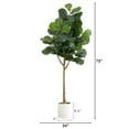 thumbnail image 2 of Nearly Natural 6ft. Artificial Fiddle Leaf Fig Tree with White Decorative Planter, Green, 2 of 6