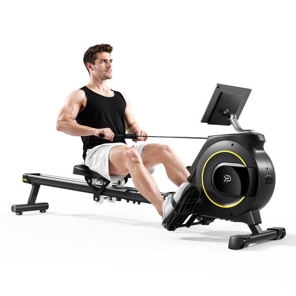 YPOO Foldable Rowing Machine for Home, 16-Level Silent Resistance Compact Rower with App Support, 350lbs Capacity