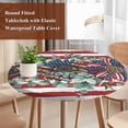 thumbnail image 5 of Round Tablecloth 4th of July Elastic Edge Fitted Patriotic Sunflower Floral Eucalyptus Leaf Plastic Table Cover,Waterproof Oil Proof for Dinner,Outdoor, Picnic, 45"- 54" DIA Tables Red Striped, 5 of 8