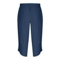 thumbnail image 4 of Honeeladyy Mens Linen Cotton Loose Fit Pants Casual Lightweight Elastic Waist Summer Beach Pants Birthday Gifts for Boyfriend Navy XL, 4 of 5