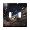 thumbnail image 2 of Dailycode Light Switch Plate Covers 3 Gang Wall Plate Plastics Outlet Covers for Kitchen Home Office Decor Racing Car on Planet, 2 of 8