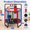 thumbnail image 5 of 55" Toddler Trampoline, Activity Center with Gym Bar, Punching Bag, Rings, Ball Pit, Kids Trampoline, Indoor Toddler Play Gym, Mini Trampoline for Ages 3–6, 110lbs Weight Capacity, Blue, 5 of 8