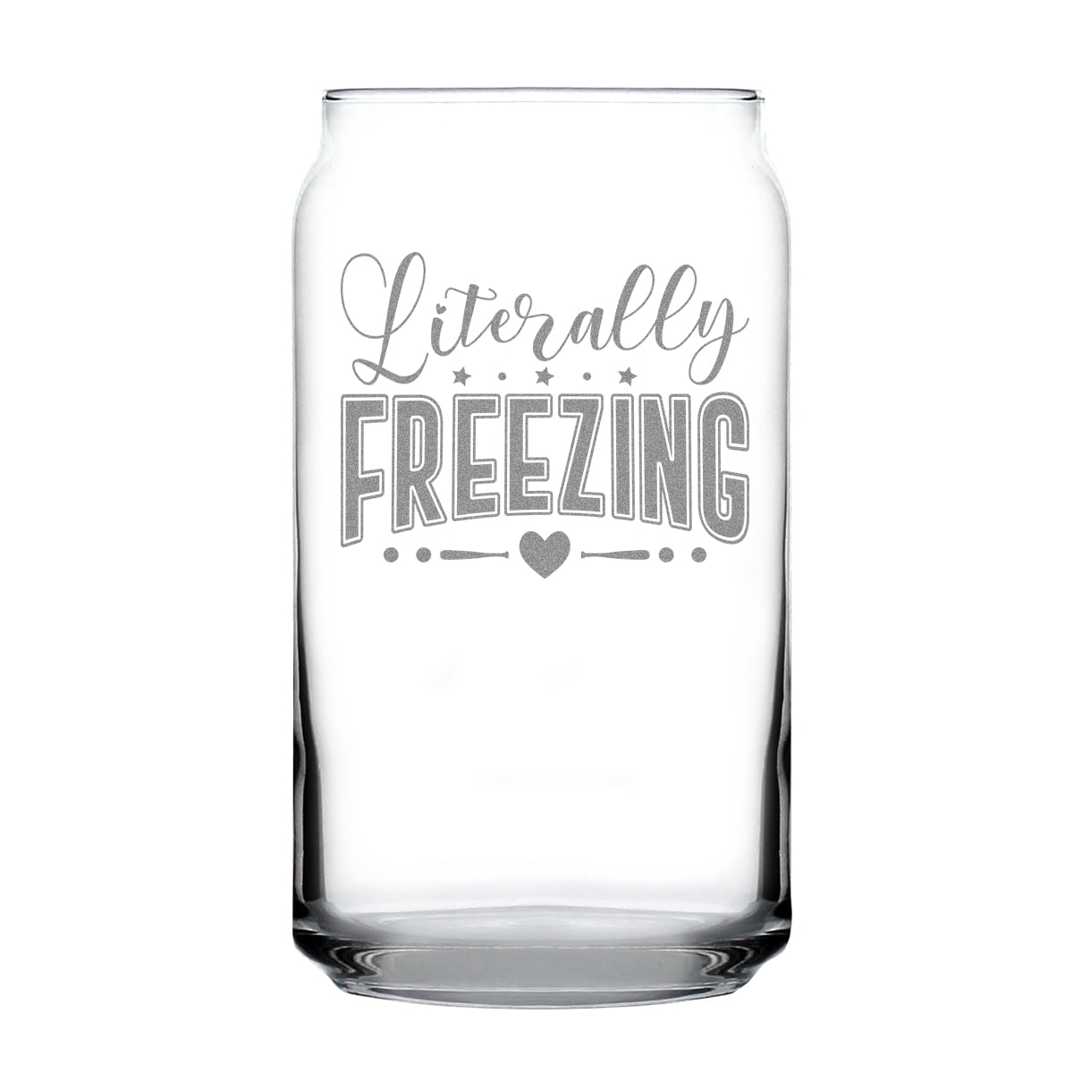 Literally Freezing Engraved 16oz Can-Shaped Pint Glass, Beer Glass Gift, Handcrafted Etched Glassware for Cold Drinks, Unique Frozen Design