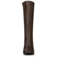 thumbnail image 4 of BLISSFUL STEP Women's Boots Round Toe Block Heels Knee High Solid Side Zipper Boots Dark Brown 8.5, 4 of 7