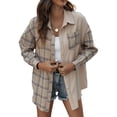 thumbnail image 1 of Txlixc Chaquetas a cuadros para mujeres, solapas y botones de manga larga, chaquetas y abrigos casuales Txlixc moda, 1 of 9