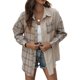 thumbnail image 1 of TRKIYQC - Camisas a cuadros de manga larga para mujer, informales, con solapa y botones, para exteriores TRKIYQC moda, 1 of 7